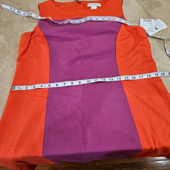 Women's Doncaster Sleeveless Shift Dress Rayon Blend Orange Magenta Size 12 - Picture 4 of 9